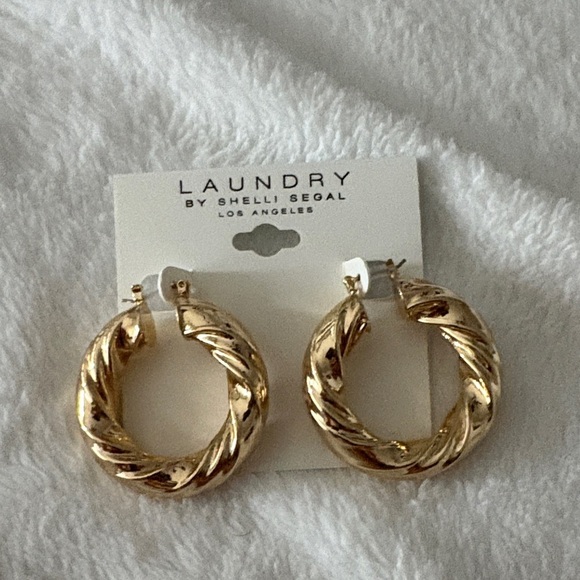 Laundry by Shelli Segal Gold Twisted Hoop Earrings - Picture 1 of 3